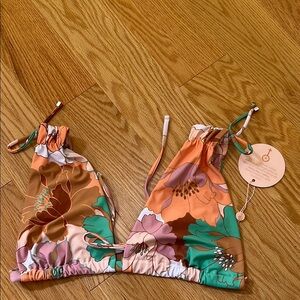 New! Power 2 The Flower medium paradise poppies bikini top.